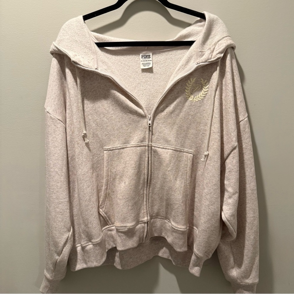 PINK Victoria's Secret Cream Zip Up Hoodie